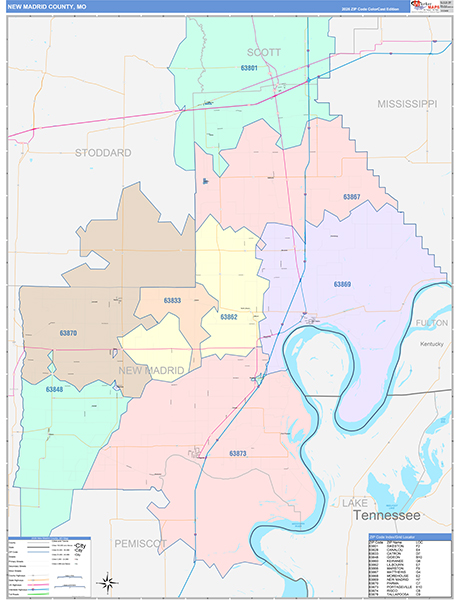 New Madrid County, MO Zip Code Map